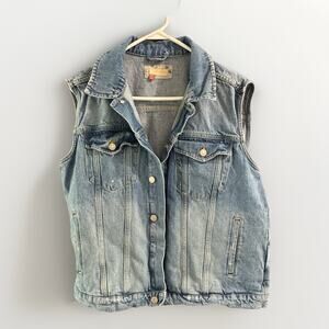 Pilcro and the Letterpress Anthropologie Light Denim Sleeveless Vest Sz M *read